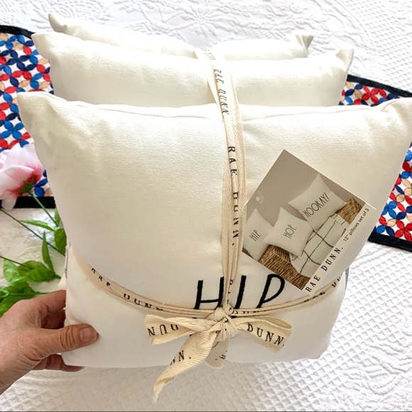 NWT RAE DUNN 12” Pillow Set 3 Hip Hop Hooray DECOR - Picture 10 of 12
